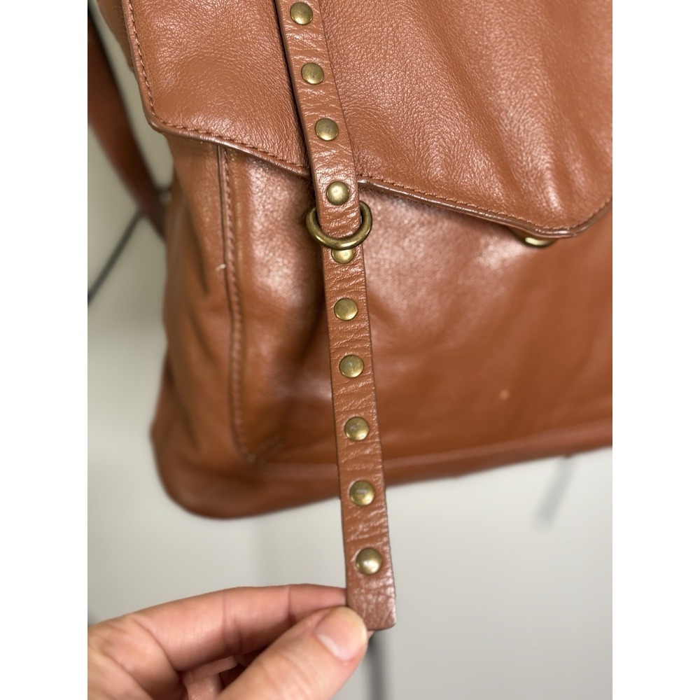 Lucky Brand Leather Brown Cognac Backpack Gold Studded Adjustable‎ Straps - Picture 5 of 16